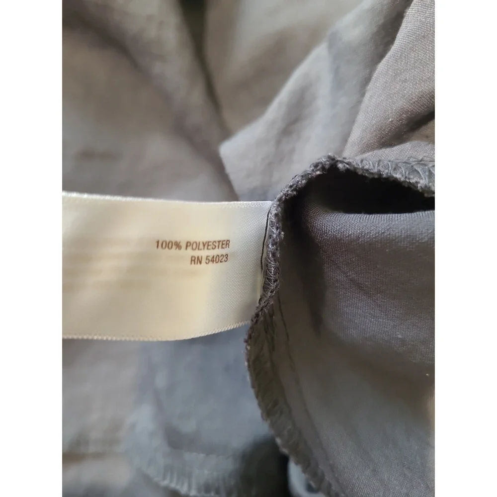 Old Navy Gray Satin Pull on Midi Full Skirt elastic back, side vent Women SZ M